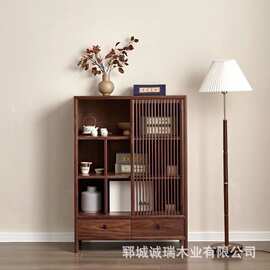 新中式老榆木餐边柜客厅边柜沙发侧边茶叶茶具储物柜办公室茶水台