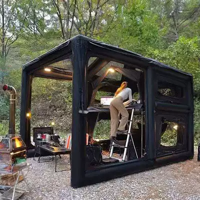 Customized New Car Camping Style Villa Inflatable Tent Outdoor Foldableable Portable Suv Pickup Rv Tail Tent (Avtomobil dam çadırları) - black-19m2-two-story-car-camping-house-tent-automatic-inflatable-tent