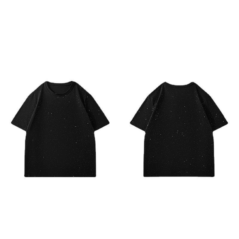 2024 New Style Starry Sky Short-Sleeve Men's Loose Breathable Sports T-Shirt, Casual Solid Color Round Neck, Summer Thin Style