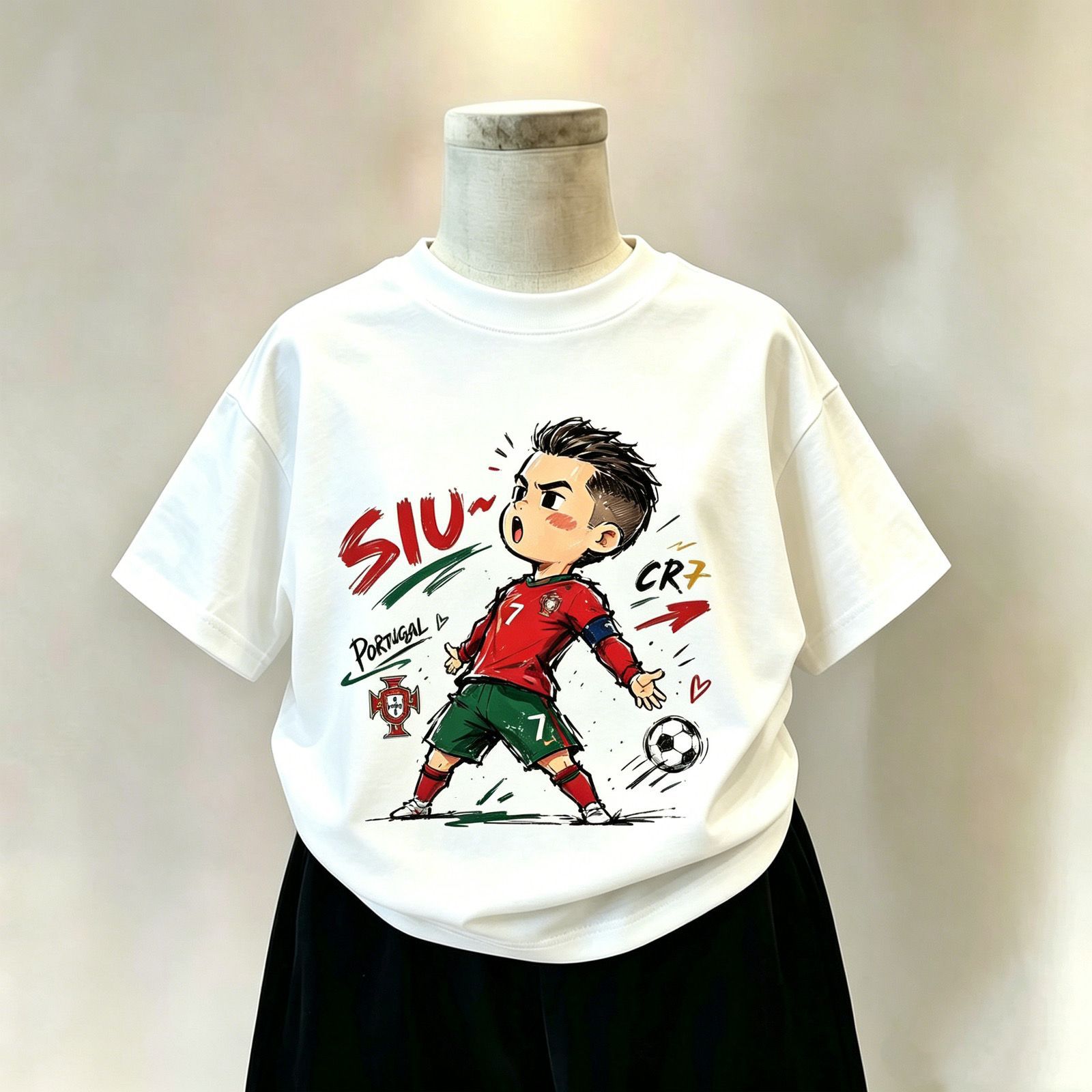 儿童夏季卡通足球球星短袖T恤夏日男女宝宝纯棉印花上衣洋气潮款