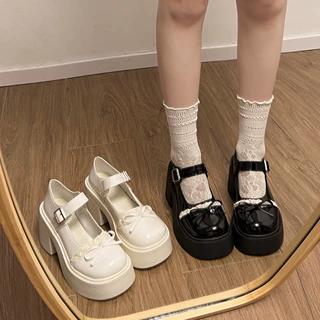英伦风复古黑色粗高跟小皮鞋女2025新款夏季配裙子百搭玛丽珍单鞋