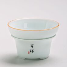 影青青瓷茶漏过滤组家用陶瓷功夫茶具配件茶桌摆件滤茶器滤茶网