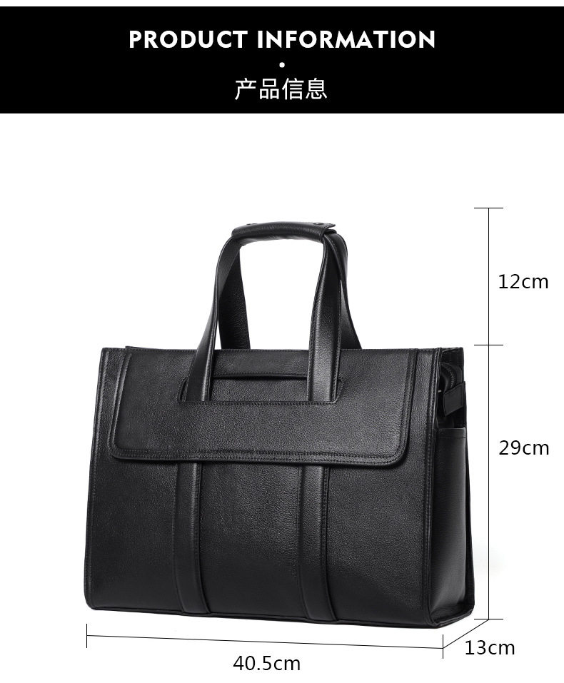 Túi xách nam dung tích lớn 40×13×29 cm đựng laptop 15,6 inch, túi đeo chéo vai da bò — Lớp lót nỉ cao cấp màu đen chi tiết 11
