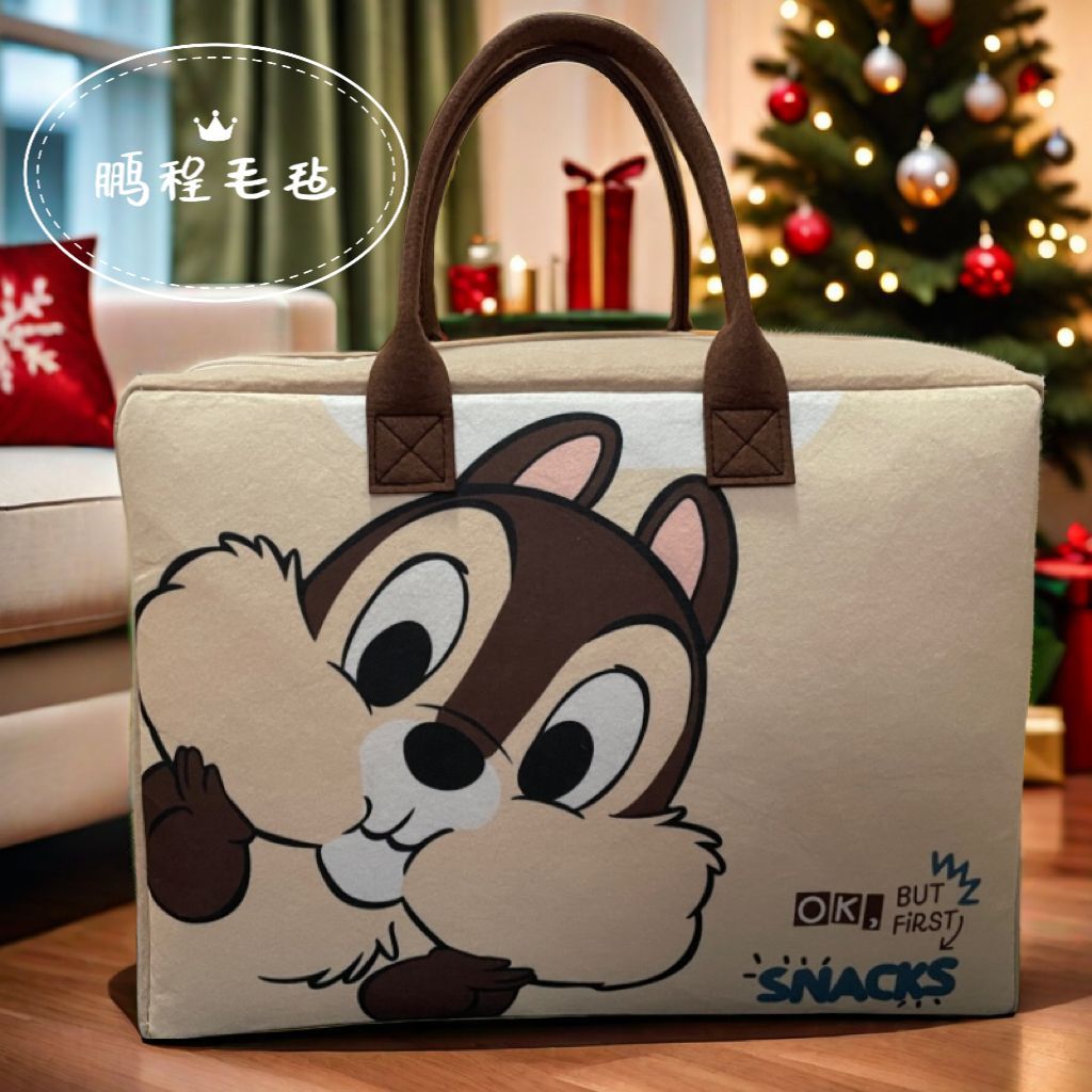 Nueva bolsa de viaje de dibujos animados plegable bolsa de almacenamiento de gran capacidad hermosa bolsa de equipaje de fieltro se puede ajustar la barra de tracción bolsa de espera