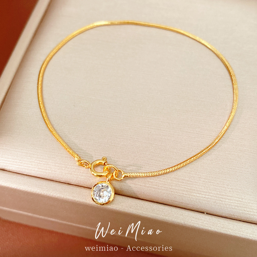 18k oro real pulsera redonda de mármol de electrolito ligera de lujo nicho de alta sensación pulsera simple personalidad joyas de pulsera