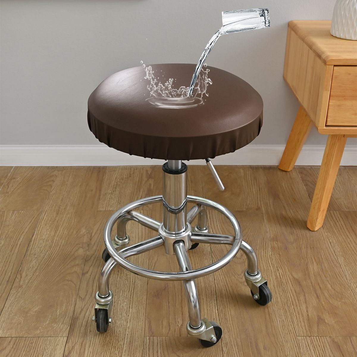 Funda de taburete redonda impermeable de cuero PU para dropshipping transfronterizo de TEMU, funda para silla elevadora de bar, salón de belleza y barbería.