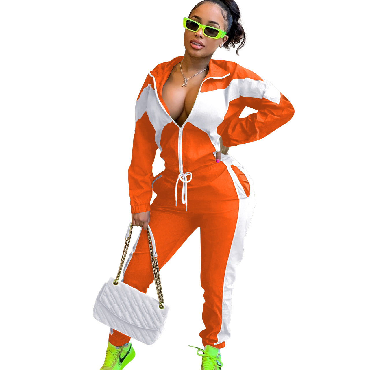 364g Weight Long Sleeve Sleeve Length Polyester Fabric Type Pant Co-ord Set Sets Type 2 Pieces Set Quantity Daily Occasion Turndown Neckline Regular Fit Fit Type Color Block Pattern Spring, Autumn Season Women's Gender Casual, Streetwear Style Daily Women's Casual Streetwear Color Block Polyester Pant Co-ord Set Pants Sets 27