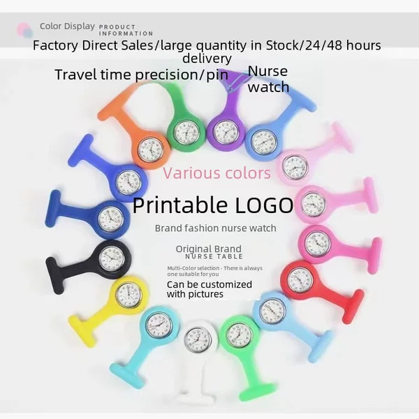 Foreign Trade Silicone Nurse Watch, Unisex Watch, T-Shaped Watch, Medical Student Pocket Watch, Pin Watch, Customizable Logo