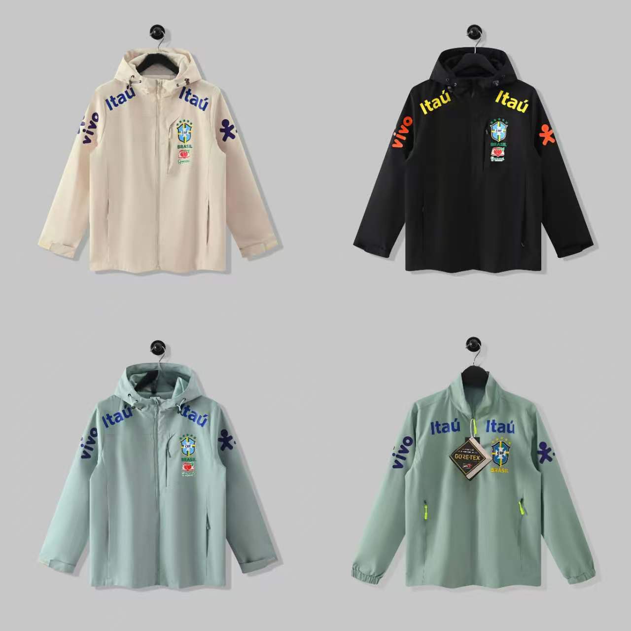 National Team Brazil Windbreaker Jacket for Men and Women, Thin Style, Windproof and Waterproof, Brazil Football Uniform, Cross-Border Dropshipping