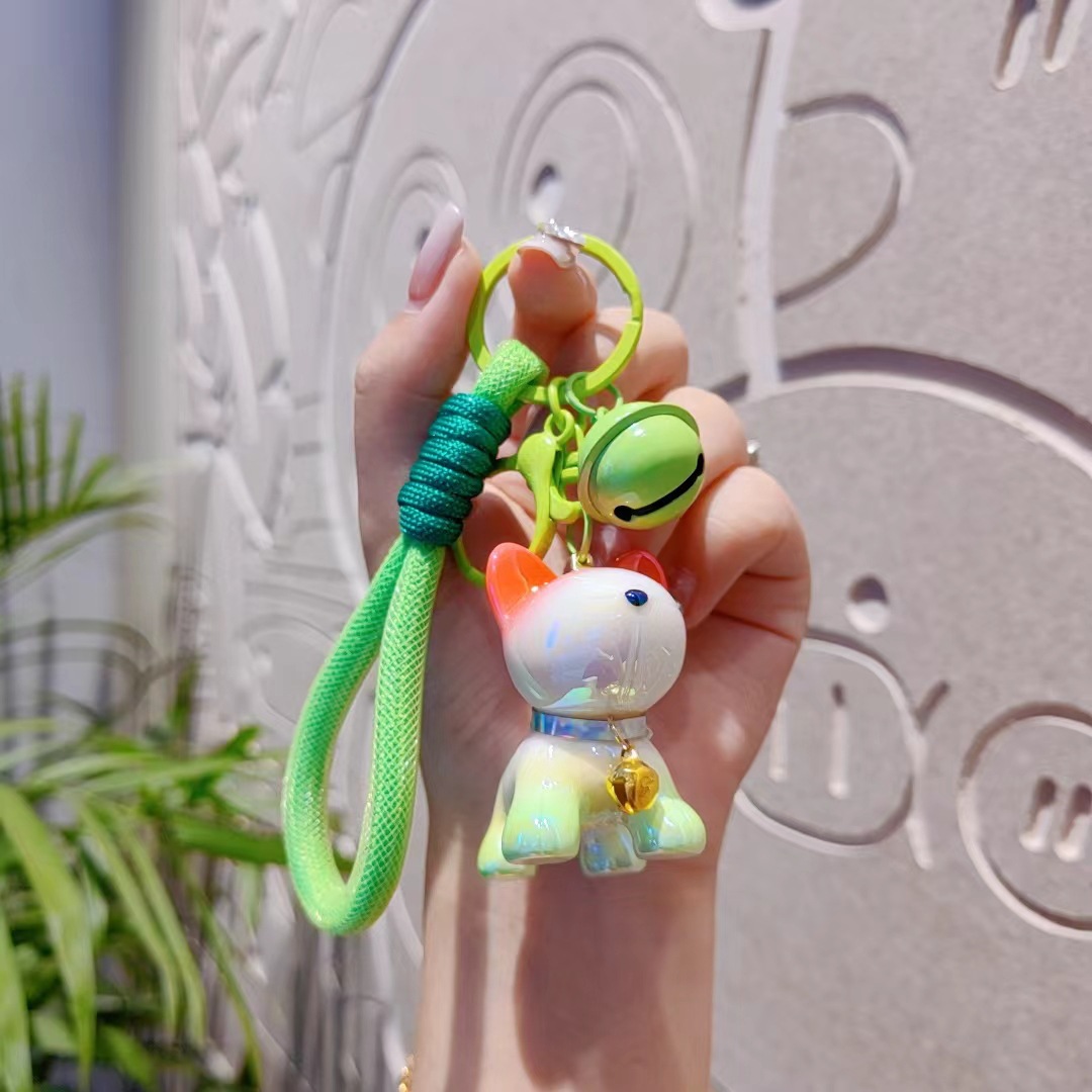 Caricatura creativa encantadora resina gradiente perro bolso bolso de coche llavero colgante hermoso pequeño regalo