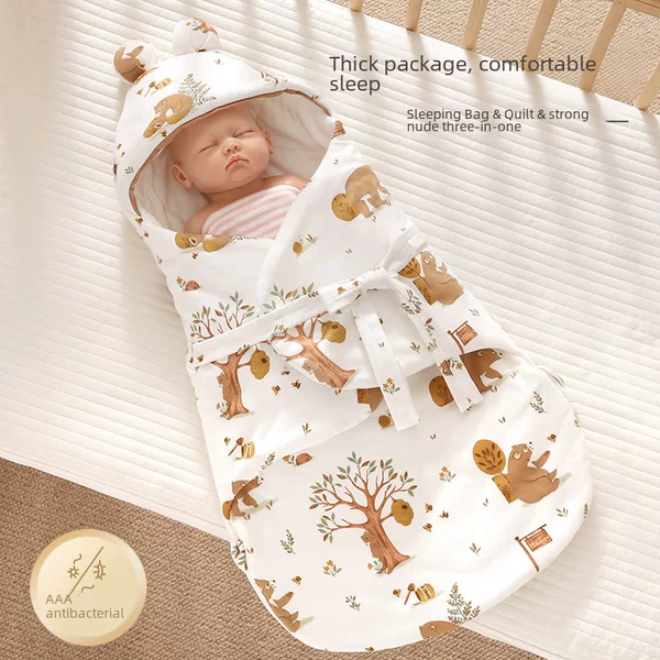 Rouyun Newborn Baby Delivery Room Quilt Newborn All-In-One Anti-Kick Quilt Sleeping Bag Pure Cotton Autumn and Winter Baby Supplies