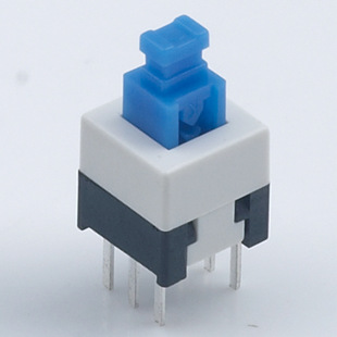 Self-locking lock-free switch double-row 6 six-pin small lock-free key power button switch blue head environmental protection key