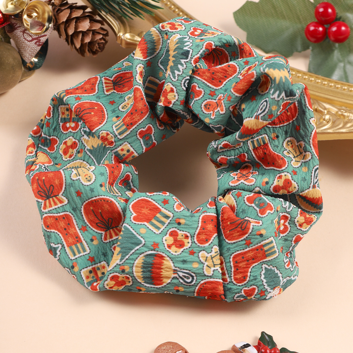 30g Weight Hair Tie Hair Accessories Type 1 Piece Quantity Holiday, Daily Occasion Christmas Festival Halloween Pattern, Christmas Tree Pattern Women's Gender Simple Style Style Christmas Simple Style Women's Halloween Pattern Christmas Tree Hair Tie 6