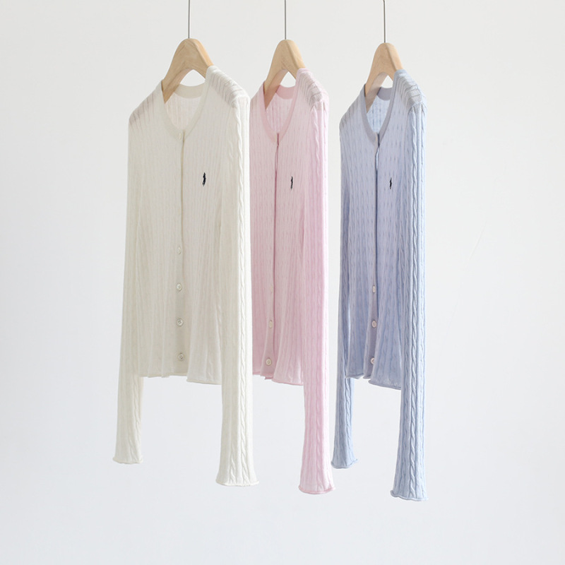 Spring and Summer Elegant and Refined Round-Neck Fine Cable-Knit Acetate Wool Long-Sleeve Knit Cardigan Solid Color Outerwear for Women