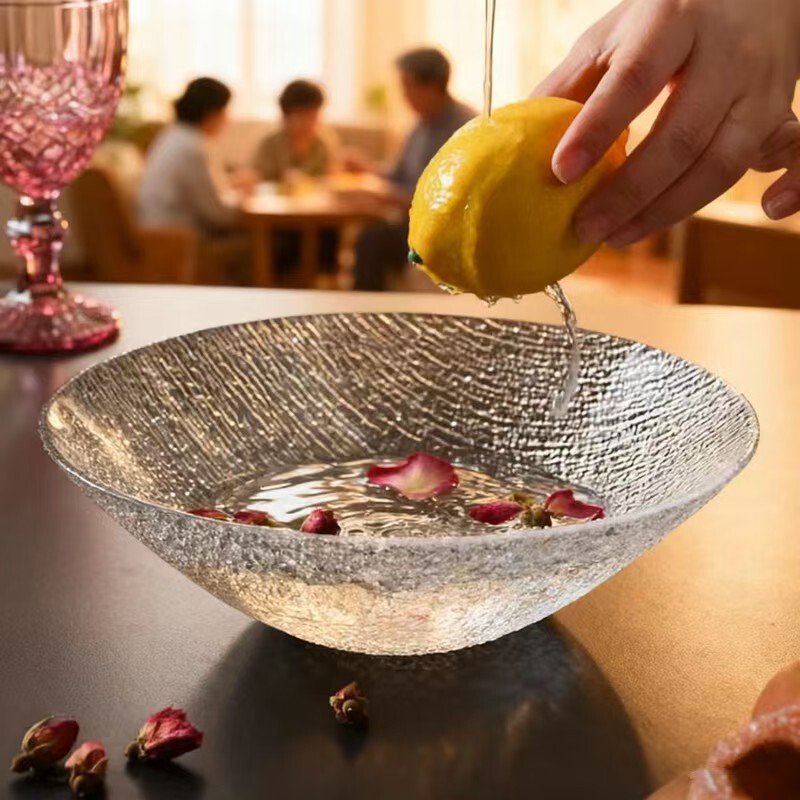 2026 New Japanese-Style Bark-Pattern Glass Salad Bowl for Home Use, High Aesthetic Fruit Plate, Creative Dessert Bowl, Instant Noodle Bowl 2026 New Japanese-Style Bark-Pattern Glass Salad Bowl for Home Use, High Aesthetic Fruit Plate, Creative Dessert Bowl, Instant Noodle Bowl