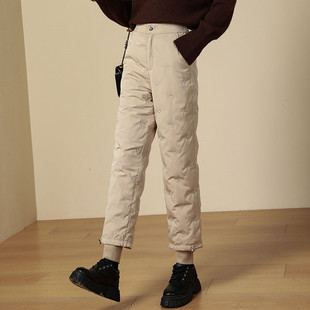 Wide-leg Down Pants Women's Outer Wear Autumn and Winter New 2024 Thickened -40 Degree Cold-proof Small Women's Cotton Pants