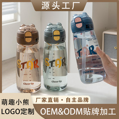 見栄えの良いシンプルなストローカップ、高温耐性プラスチックカップ、ポータブル学生飲料水落下防止プラスチックカップ