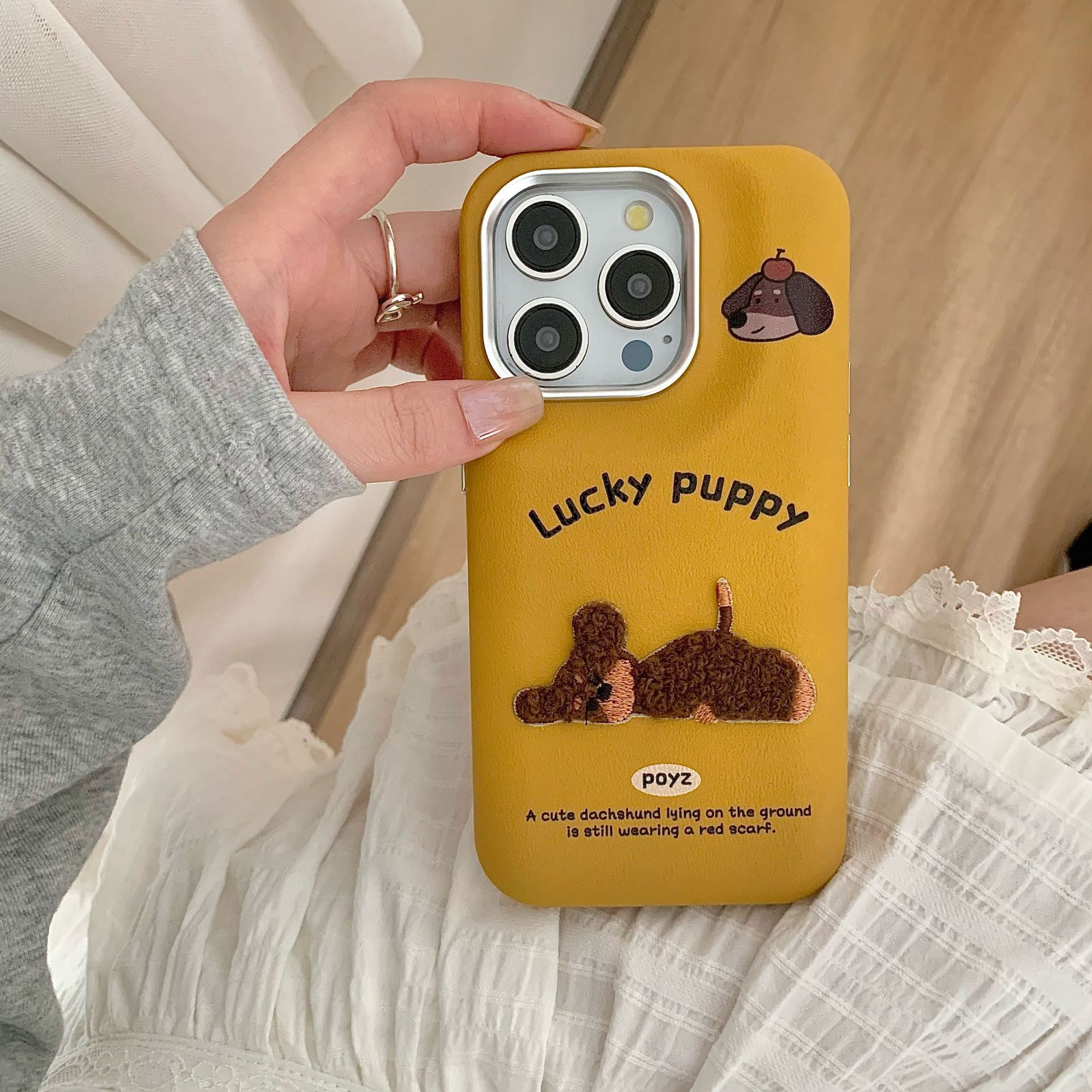 Perro salchicha acostado para 16ProMax bag cuero iphone14 funda para teléfono móvil 13 Apple 15 pulsera femenina 16