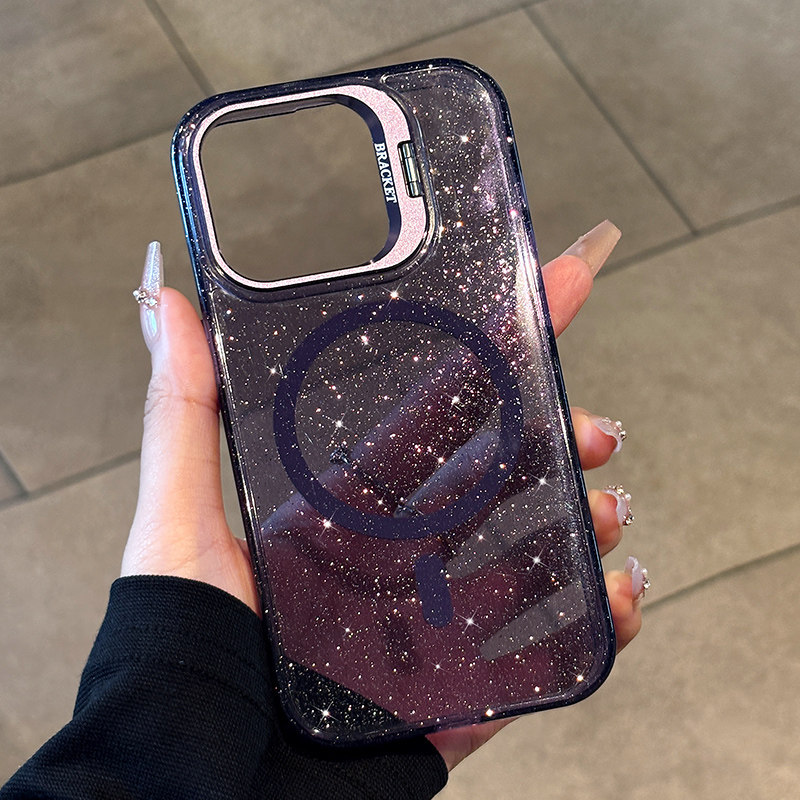 Funda con Soporte de Lente para iPhone 18promax 17 16 de PC con Absorción Magnética y Anti-caídas