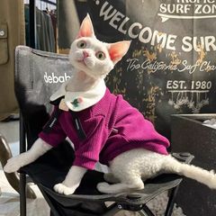 ペットの猫の服秋冬の青い猫の紫のベリーのシェニールの毛のない猫の服のドイツ語の冬の保温の四足
