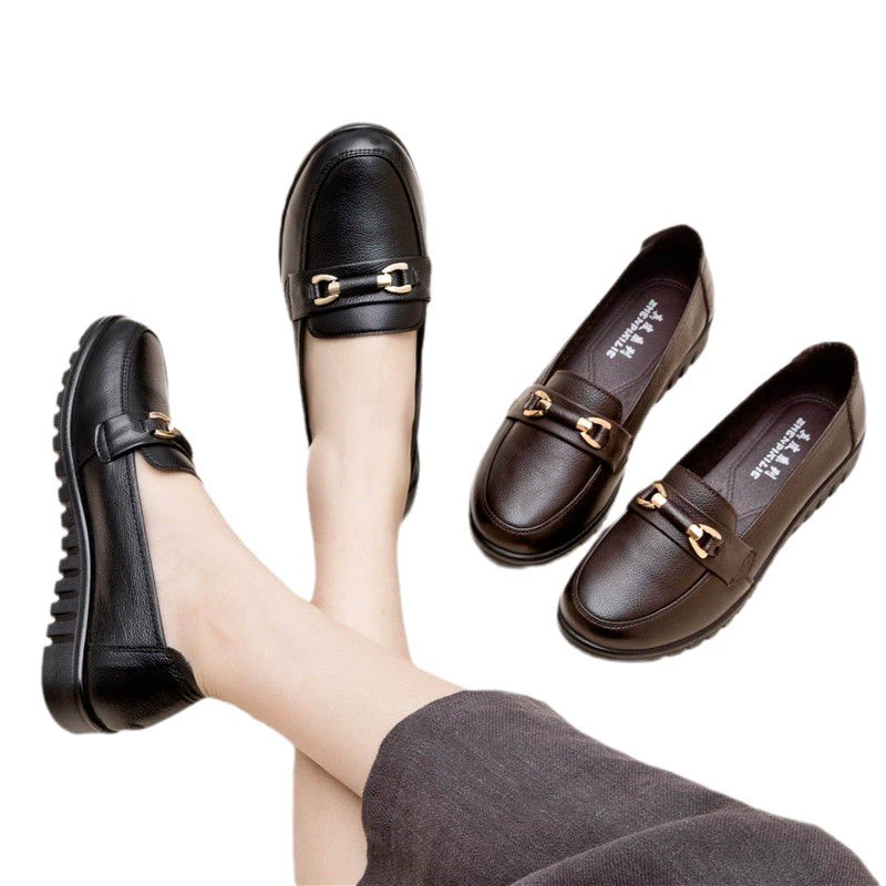 Comfortable shoes for mother for leisure for leather shoes, soft sole, for middle age
