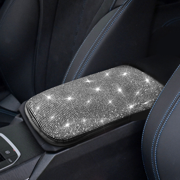 Fushou Creative Diamond-Studded Car Interior Decoration Set (Armrest box pad) - white