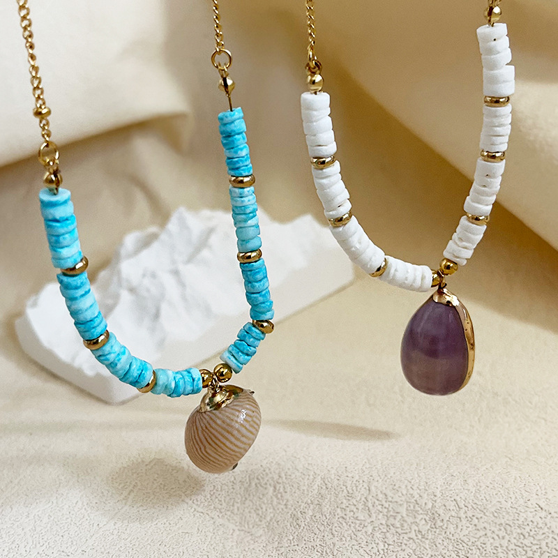 Bohemian shell choker ketting voor dames vintage stijl wit_voghion.com