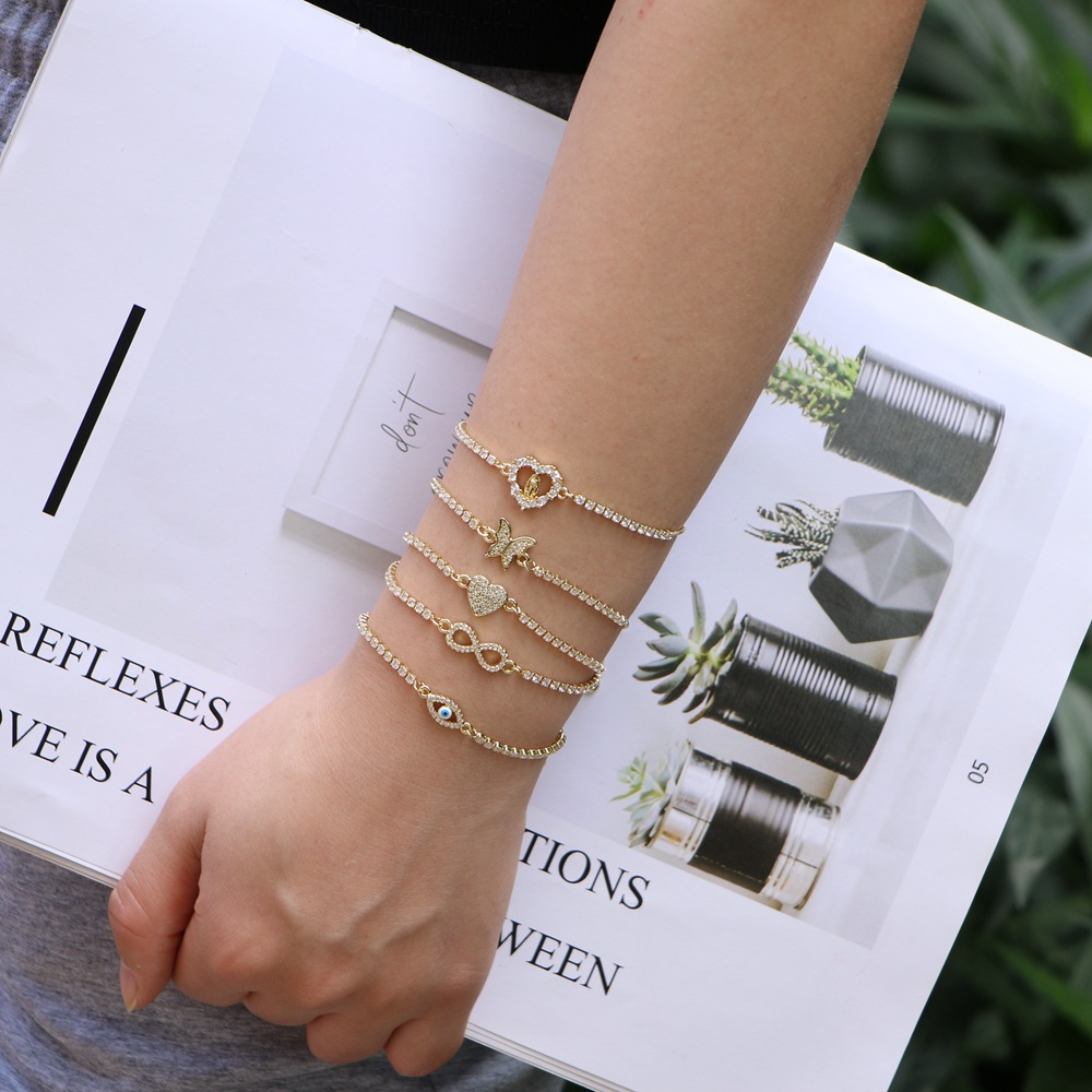 Fashion Geometric Copper Artificial Gemstones Bracelets In Bulk display picture 2