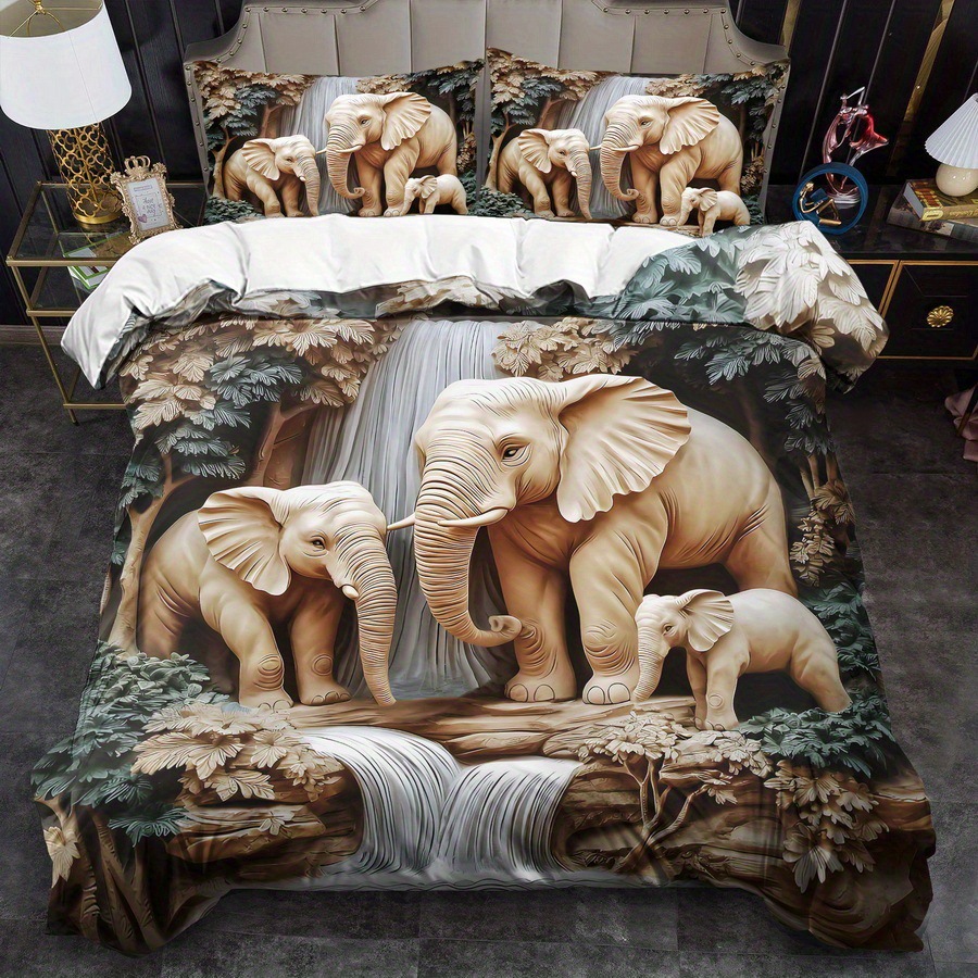 TEMU / JIT abrasión impresión digital rosa roja elefante mariposa suave quilt kit fabricante de origen transfronterizo