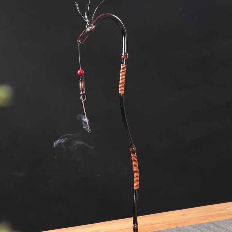 竹制龙挂香 中式摆件 创意日式禅意茶室书房酒店竹编插花花篮倒挂|undefined