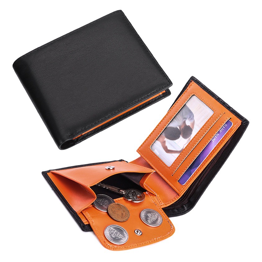 Multifunctional Suit Bag 2025 Cross-Border New Men's Wallet First-Layer Cowhide Contrasting Color Wallet Rfid Anti-Theft Card Holder
