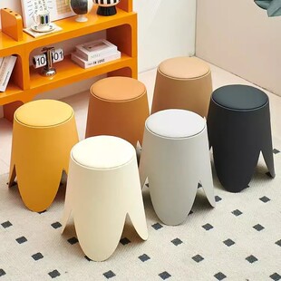 Plastic Eco-Friendly Stool Leather Household Thickened Living Room Stable Dining Table Cyber Popular Non-Slip High Stool Simple Stacking Stool
