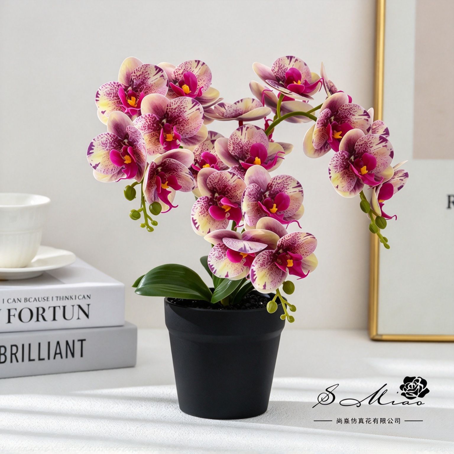 21 flores pequeñas Phalaenopsis se sienten bonsáis simulados en macetas flores falsas creativas decoración del hogar fotografía de flores artificiales flores de bodas image 7