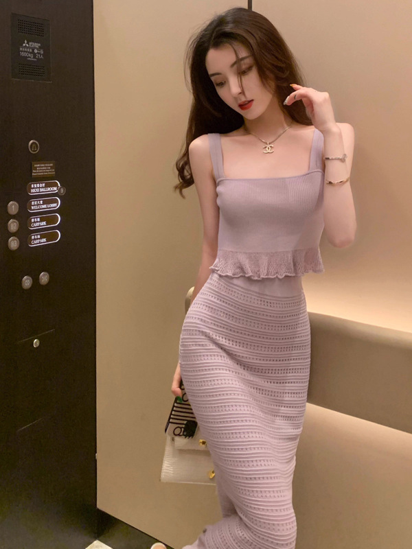 吊带套装2025夏季新款气质高级感长款时尚小众设计小香风裙子女|undefined