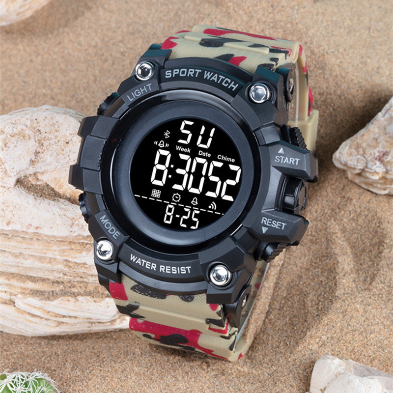 Nuevos hombres de Montañismo al aire libre multi-función luminosa LED reloj militar camuflaje alarma temporización reloj electrónico