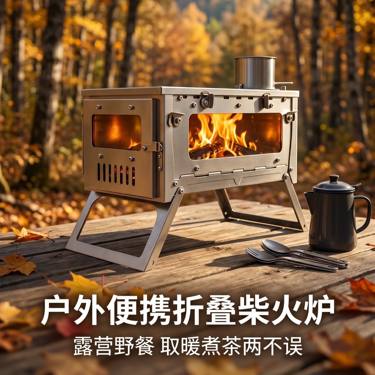 Outdoor Stove Portable Wood Stove Camping Stainless Steel Stove Camping Fire Stove Visible Stove Heating Stove Tent Stove