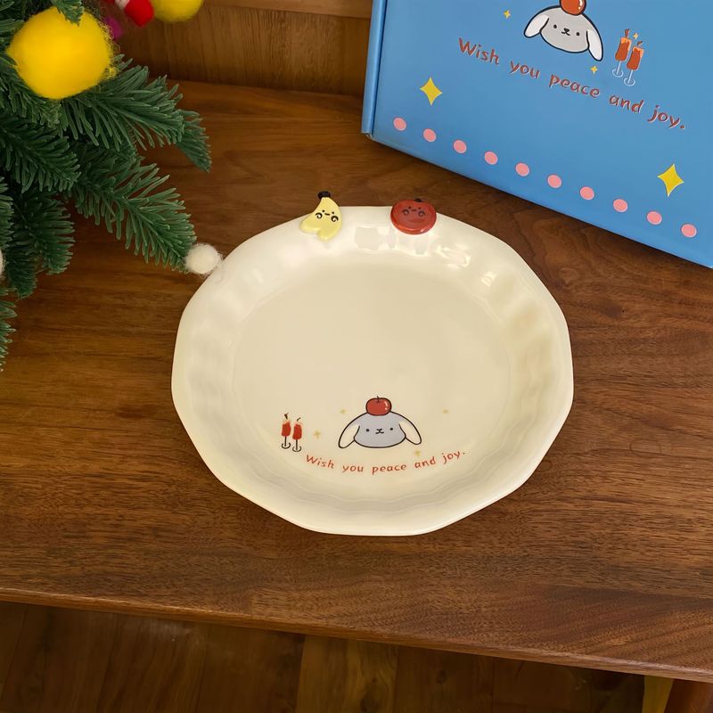 かわいい漫画のセラミックプレートインスタイルの見栄えの良い家庭用プレートと食器セット餃子プレートディッシュプレートデザートプレート|undefined