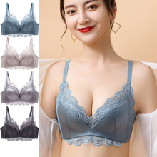 新款小胸聚拢显大文胸罩无钢圈蕾丝性感侧收调整型少女内衣直播