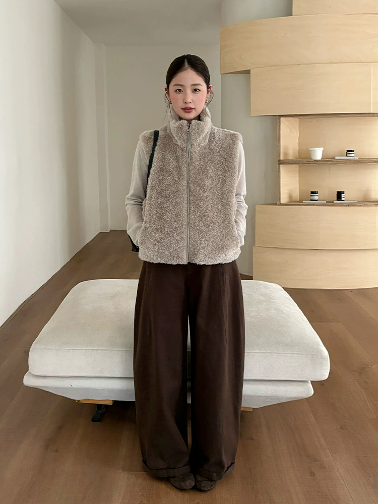 Velvet vest with down, winter jacket, high-quality style, feather stuffing