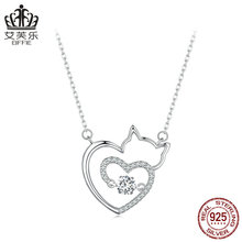 碧莎尔跨境新品s925纯银锆石可爱猫咪灵动项链首饰饰品女SCN503