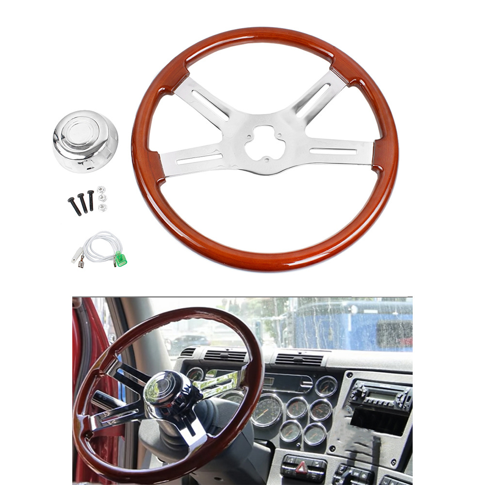 Car Modification Accessories Truck Solid Wood Steering Wheel18-inch455 MM3-hole Classic Car Retro Nanmu Steering Wheel