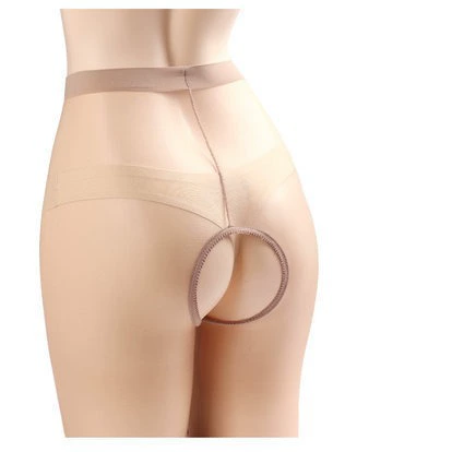 Invisible Open-Crotch Pantyhose, Seamless Sheer Tights, One Size, Low-Rise Waist
