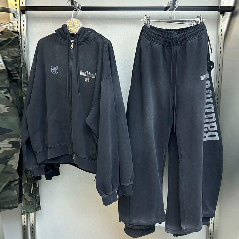 South Korea badblood BCAC Series American Loose Vintage Washed Printed Hooded Sweatshirt Women's Niche Jacket