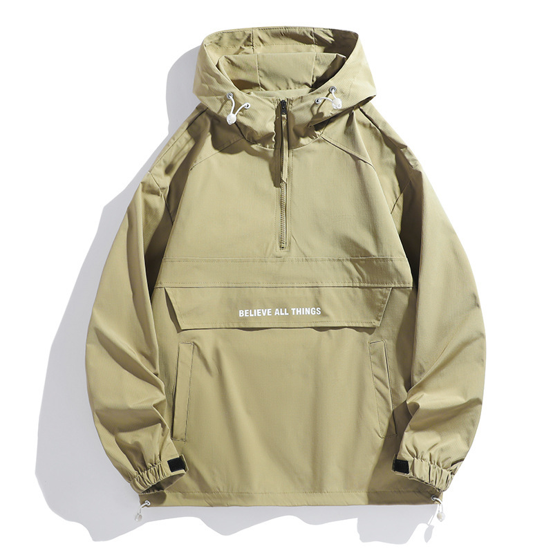 Men's Spring and Autumn American Style Trendy Brand Loose Half Zip Jacket Couple's Work Windproof Water-repellent Jacket for Men