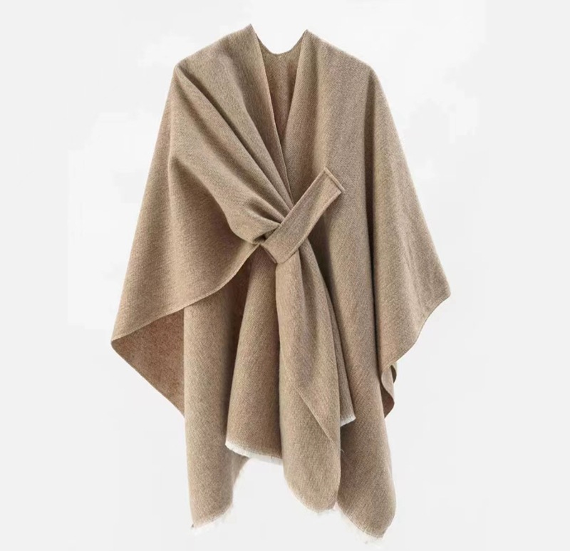 Capa de punto de imitación de cachemira de alta gama, estilo étnico, color sólido, a rayas, chal liso, capa decorativa