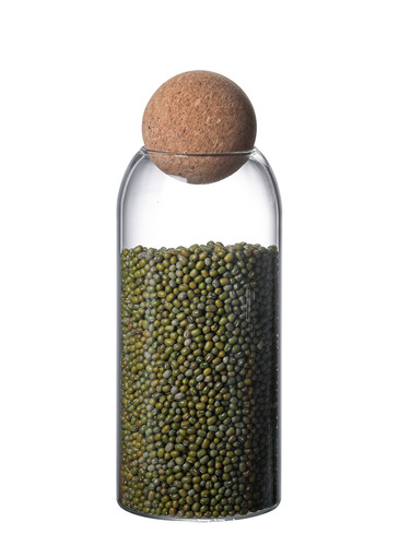 Glass bottle ball sealed jar coffee bean storage box kitchen grain storage jar creative cork tea jar