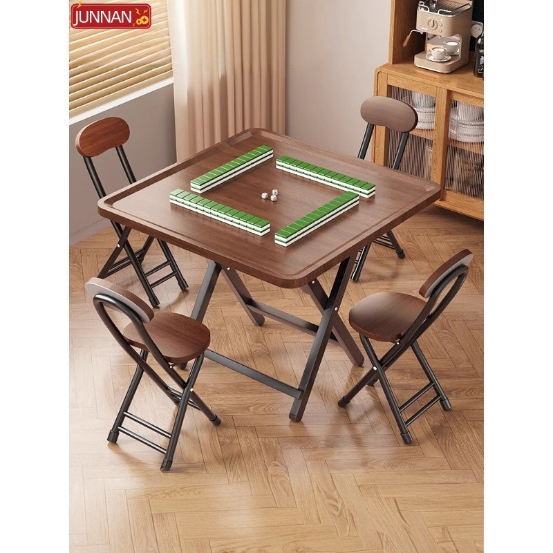 Mesa de mahjong doméstica, mesa de comedor multifuncional, mesa de comedor de doble propósito, mesa de mahjong pequeña, mesa de ajedrez y tarjetas de fricción manual, mesa cuadrada plegable
