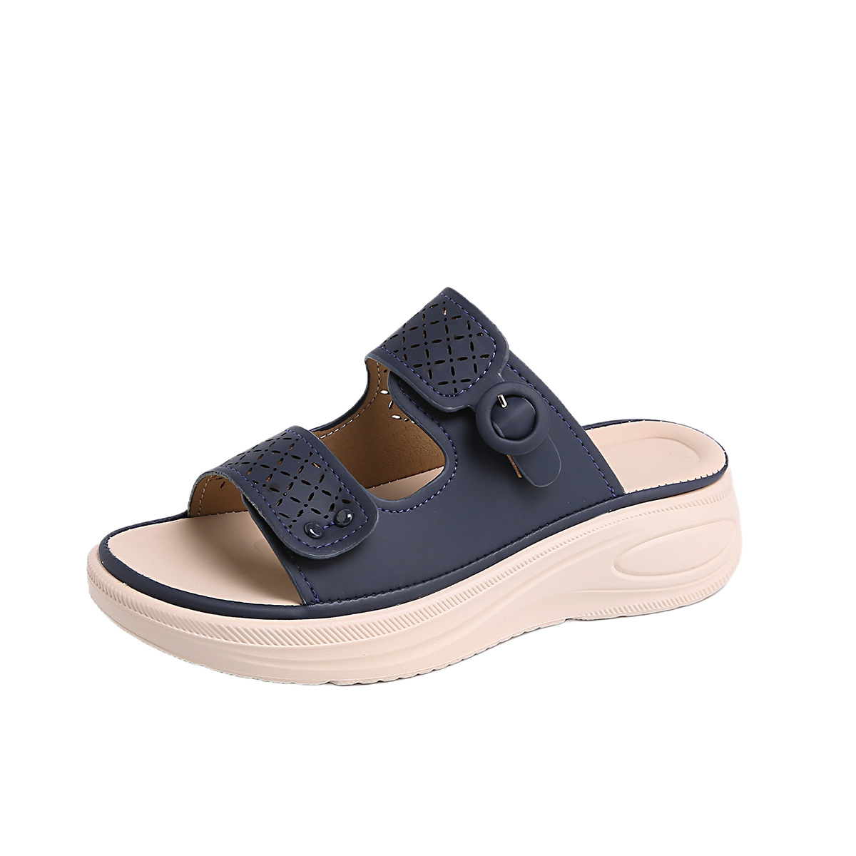 Sandali con zeppa estivi da donna taglie forti, comodi sandali da spiaggia con plateau e punta aperta, nuovo stile_voghion.com