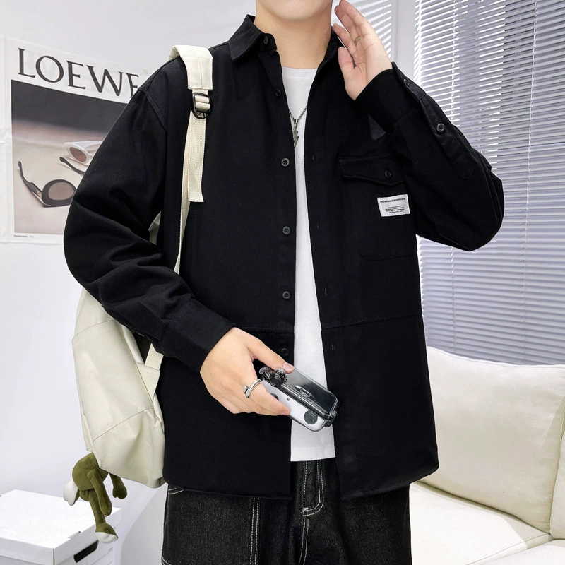 Новая мужская рабочая одежда в японском стиле, осенняя модная универсальная повседневная стильная рубашка с длинными рукавами, модная брендовая свободная джинсовая верхняя одежда.