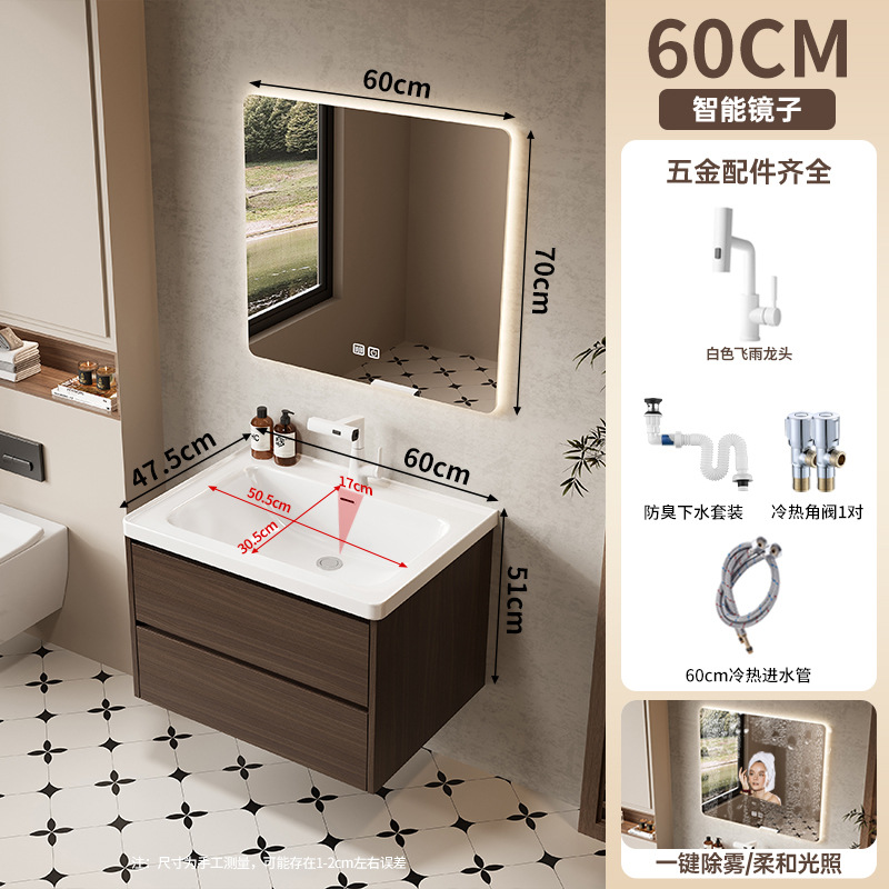 gabinete de baño de madera maciza a prueba de humedad 18CM cuenca profunda cerámica en una cuenca gabinete de baño de madera de nuez lavabo en una cuenca image 7